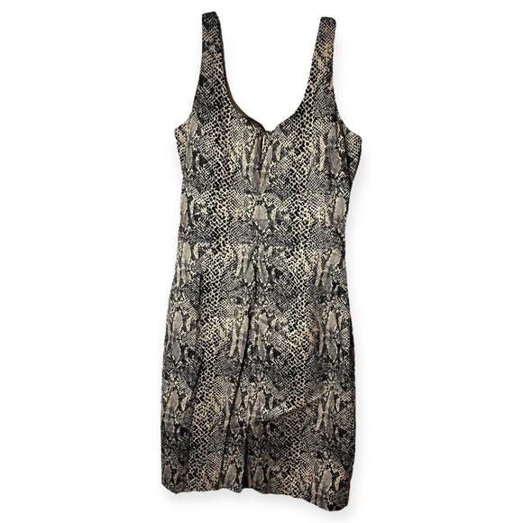 Michael Kors Snakeskin Print Sheath Dress Beige Black Bodycon Cocktail Size 6 - Picture 7 of 14